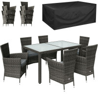 Rattan Dining Set | 7-Piece | with Weather Cover | Grey/Anthracite